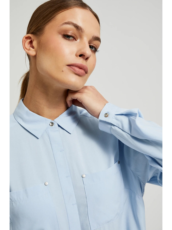 Moodo Viskozna srajca s žepi svetlo modra Moodo
