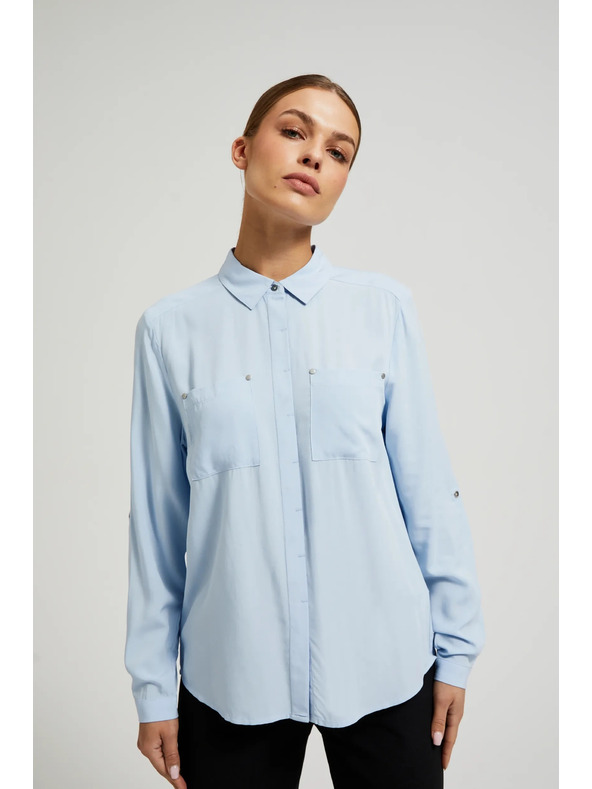 Moodo Viskozna srajca s žepi svetlo modra Moodo