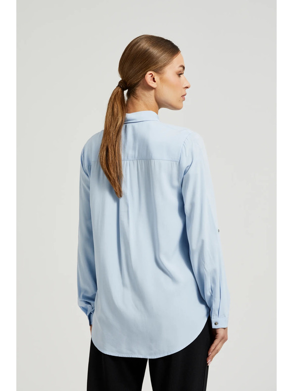 Moodo Viskozna srajca s žepi svetlo modra Moodo