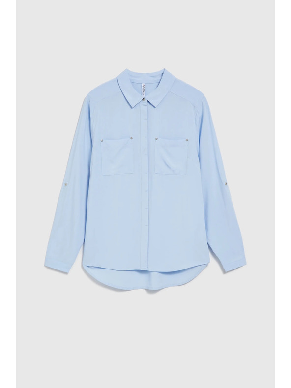 Moodo Viskozna srajca s žepi svetlo modra Moodo