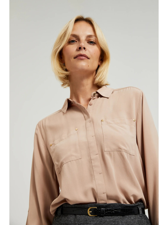 Moodo Viskozna srajca s žepi bež Moodo