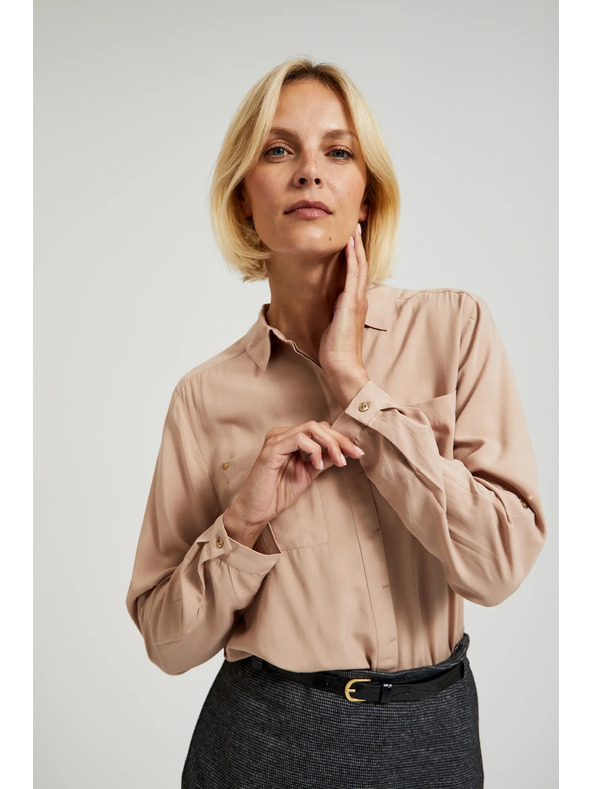 Moodo Viskozna srajca s žepi bež Moodo