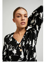 Moodo Črna srajca s cvetnim tiskom Moodo