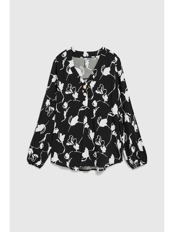 Moodo Črna srajca s cvetnim tiskom Moodo