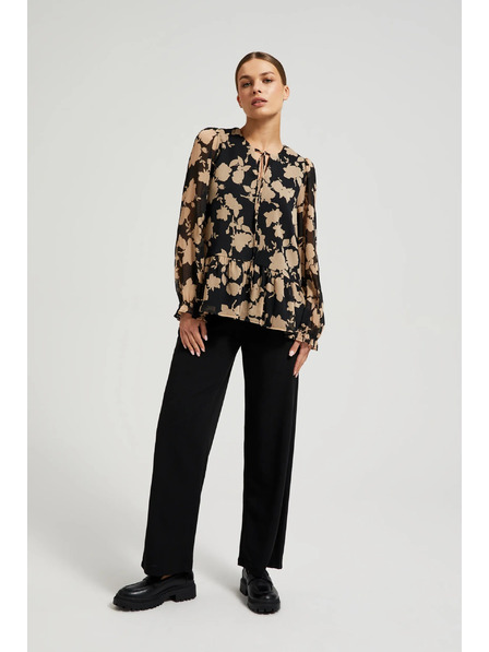 Moodo Črna srajca z bež vzorcem Moodo