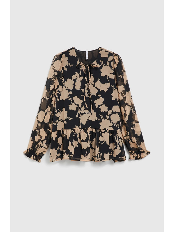 Moodo Črna srajca z bež vzorcem Moodo
