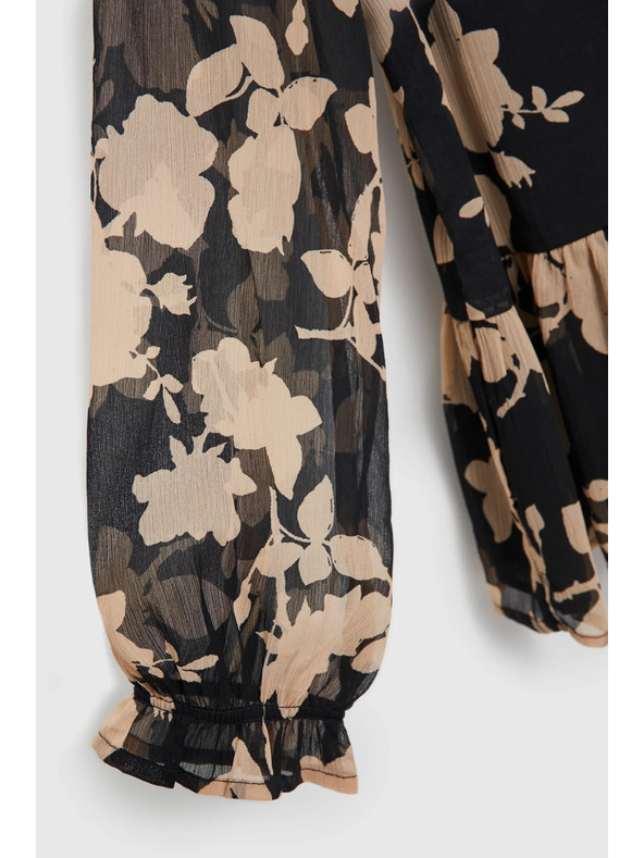 Moodo Črna srajca z bež vzorcem Moodo