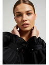 Moodo Črna srajca z nabranimi rokavi in zavezanim izrezom Moodo