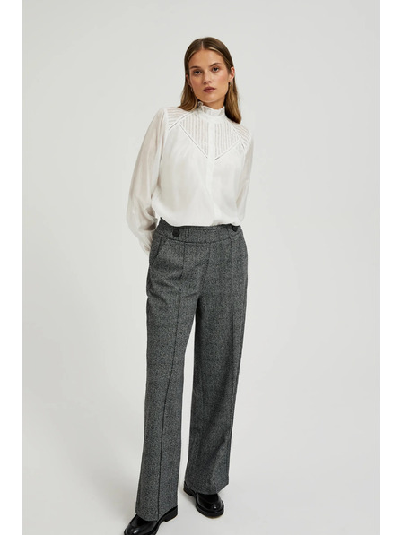 Moodo Bombažna bluza z volani bela Moodo