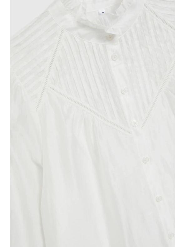 Moodo Bombažna bluza z volani bela Moodo