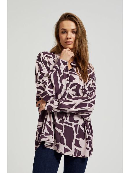 Moodo Viskozna srajca z vzorcem vijolična Moodo