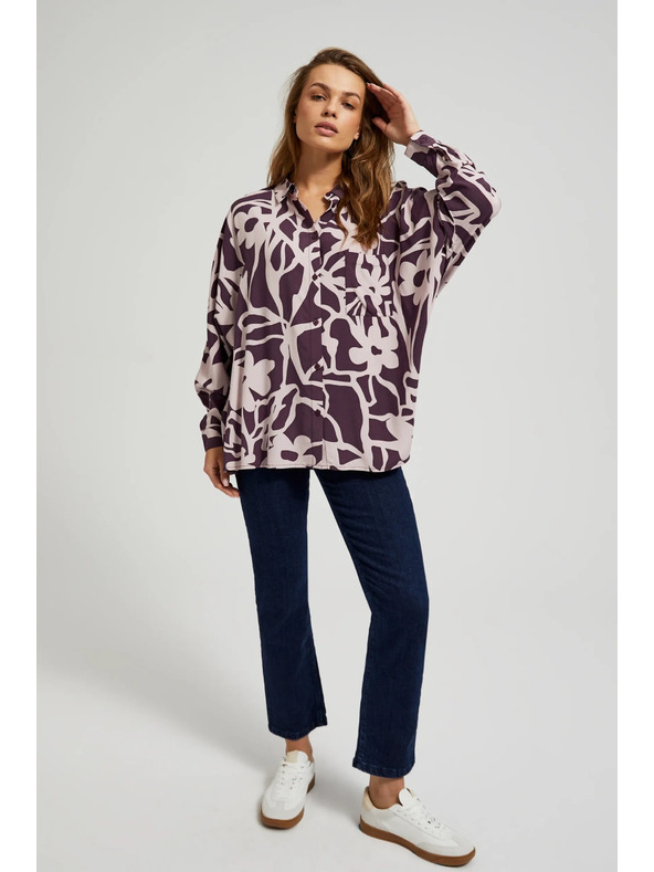 Moodo Viskozna srajca z vzorcem vijolična Moodo