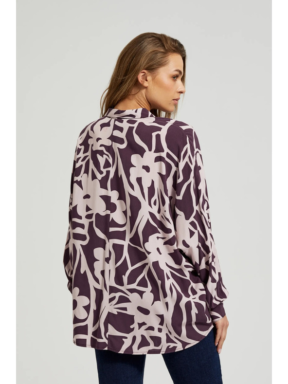 Moodo Viskozna srajca z vzorcem vijolična Moodo