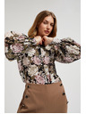 Moodo Nagubana srajca s cvetnim vzorcem in mehurjastimi rokavi črna Moodo