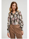 Moodo Nagubana srajca s cvetnim vzorcem in mehurjastimi rokavi črna Moodo