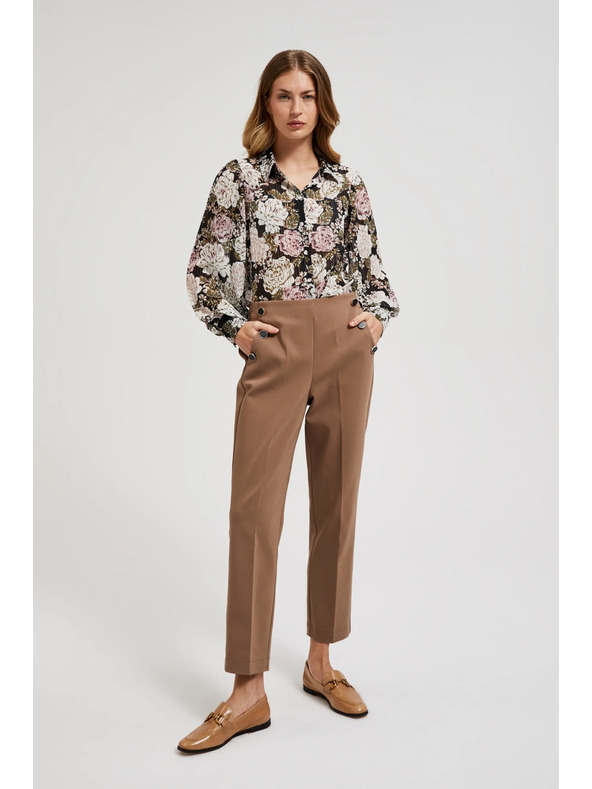 Moodo Nagubana srajca s cvetnim vzorcem in mehurjastimi rokavi črna Moodo