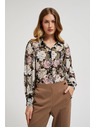 Moodo Nagubana srajca s cvetnim vzorcem in mehurjastimi rokavi črna Moodo