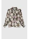 Moodo Nagubana srajca s cvetnim vzorcem in mehurjastimi rokavi črna Moodo