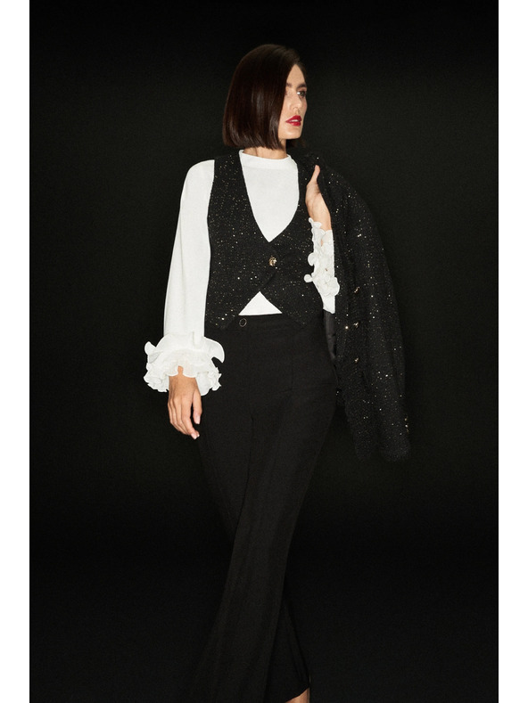 Moodo Bela srajca z volani na rokavih Moodo