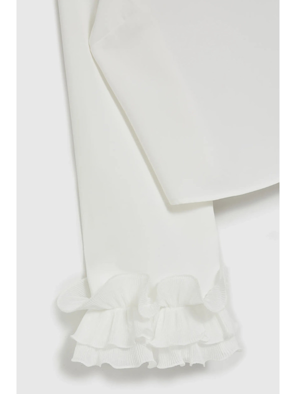 Moodo Bela srajca z volani na rokavih Moodo