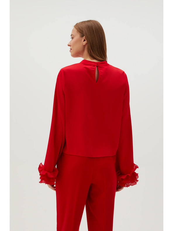 Moodo Rdeča srajca z volani na rokavi Moodo