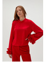 Moodo Rdeča srajca z volani na rokavi Moodo