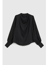 Moodo Elegantna srajca črna z nabranimi rokavi Moodo