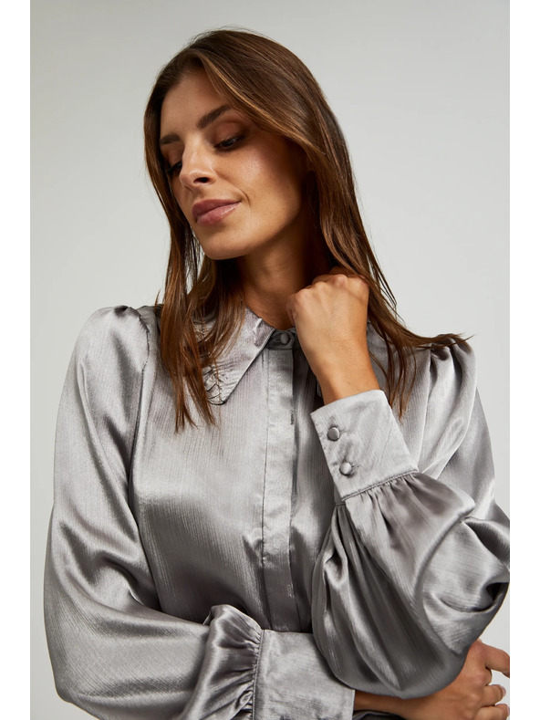 Moodo Srebrna srajca z nabranimi rokavi Moodo