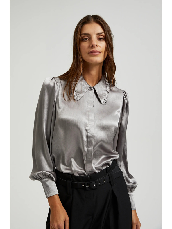 Moodo Srebrna srajca z nabranimi rokavi Moodo