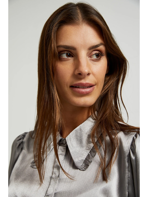 Moodo Srebrna srajca z nabranimi rokavi Moodo