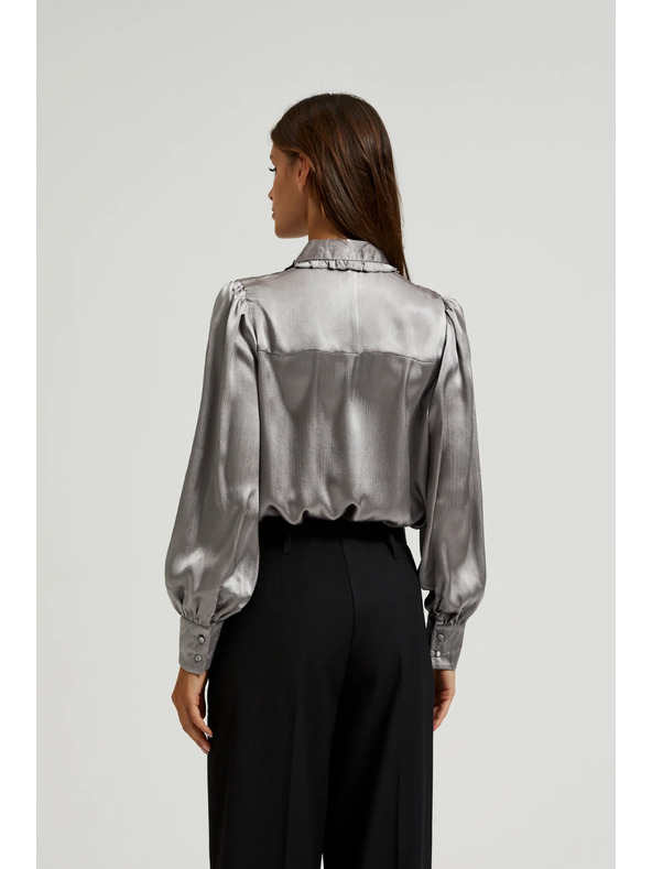 Moodo Srebrna srajca z nabranimi rokavi Moodo