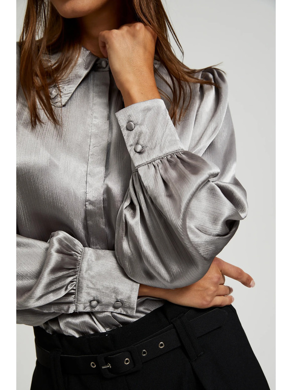 Moodo Srebrna srajca z nabranimi rokavi Moodo