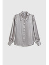 Moodo Srebrna srajca z nabranimi rokavi Moodo
