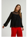 Moodo Črna srajca z okrasnim izrezom Moodo