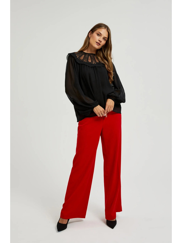 Moodo Črna srajca z okrasnim izrezom Moodo