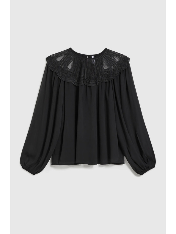 Moodo Črna srajca z okrasnim izrezom Moodo