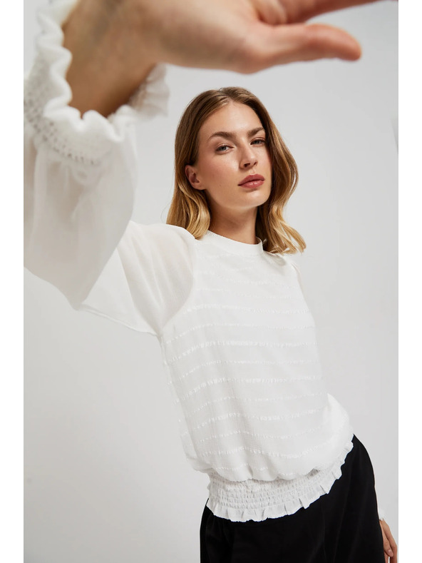 Moodo Elegantna srajca bela z nabranimi rokavi Moodo