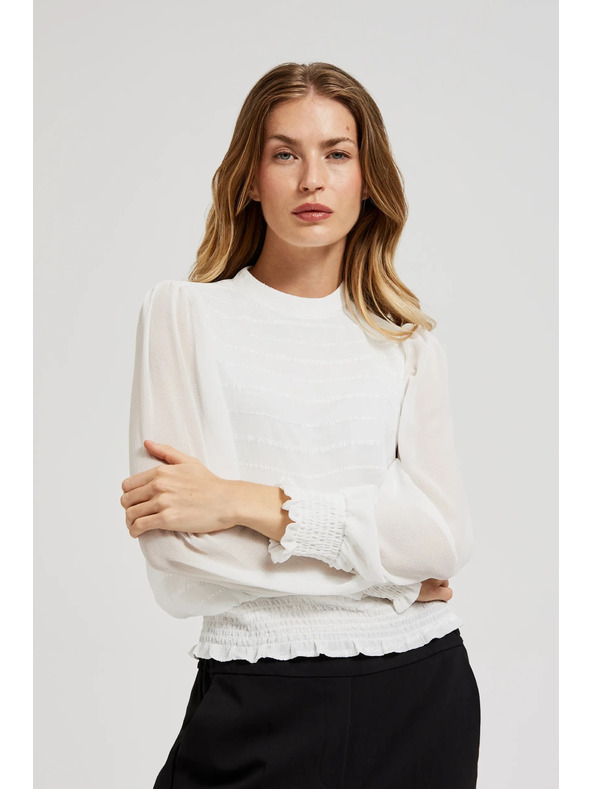 Moodo Elegantna srajca bela z nabranimi rokavi Moodo