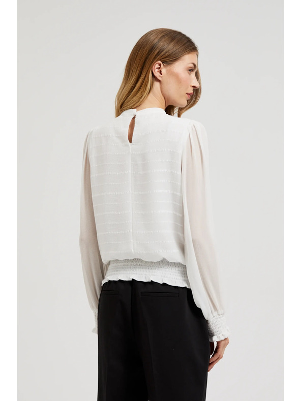 Moodo Elegantna srajca bela z nabranimi rokavi Moodo