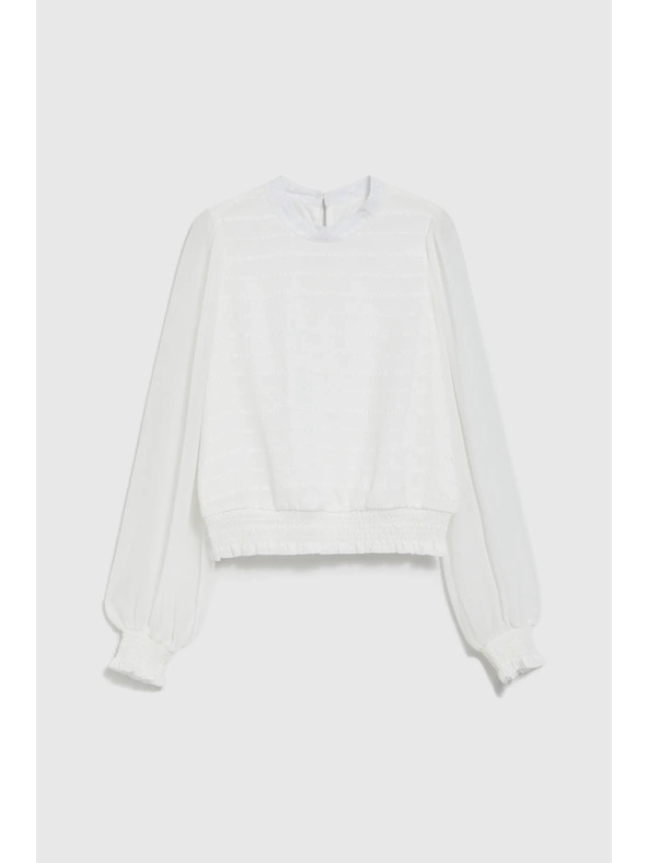 Moodo Elegantna srajca bela z nabranimi rokavi Moodo