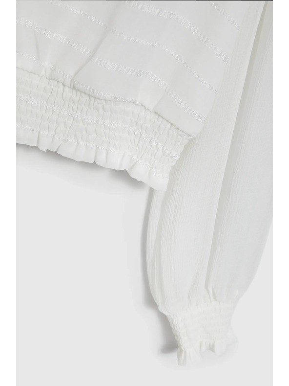 Moodo Elegantna srajca bela z nabranimi rokavi Moodo