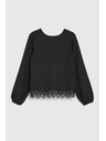 Moodo Črna srajca s čipko in napihnjenim rokavom Moodo