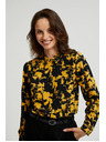 Moodo Viskozna srajca s potiskom in ovratnikom rumena Moodo