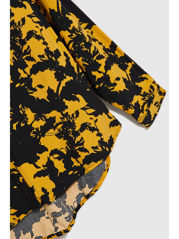 Moodo Viskozna srajca s potiskom in ovratnikom rumena Moodo