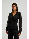 Moodo Elegantna srajca črna z V-izrezom Moodo