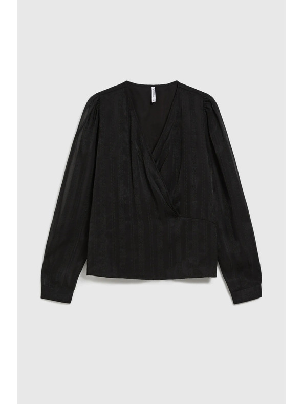 Moodo Elegantna srajca črna z V-izrezom Moodo