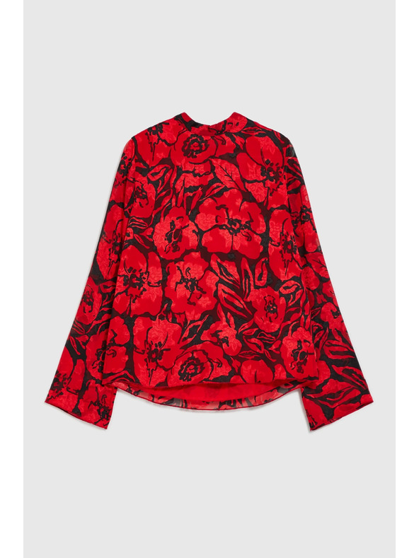 Moodo Črna srajca Moodo s cvetličnim vzorcem in širokimi rokavi