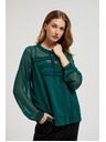 Moodo Zelena srajca z volani in vezavo na izrezu Moodo