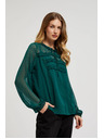 Moodo Zelena srajca z volani in vezavo na izrezu Moodo