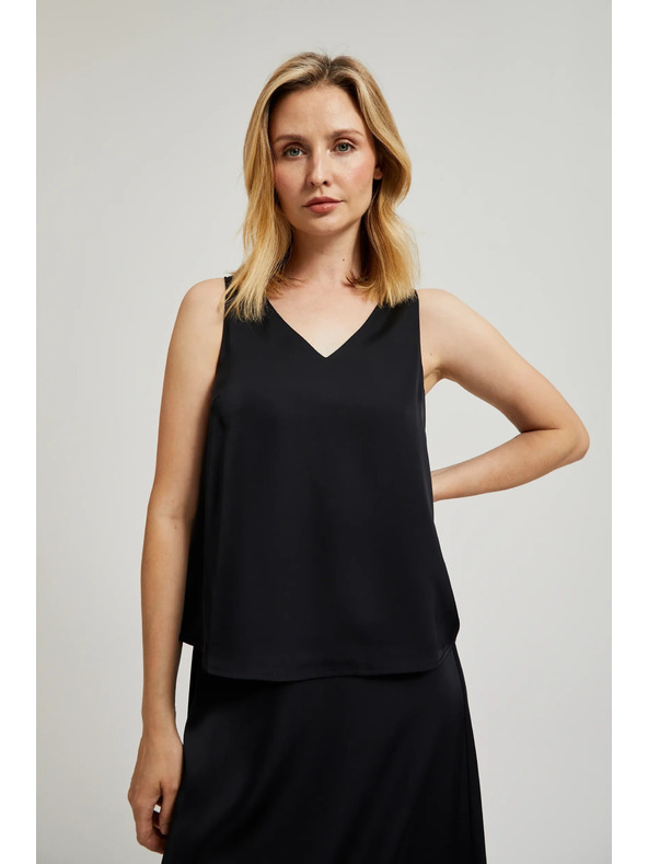 Moodo Gladka srajca z V-izrezom črna Moodo